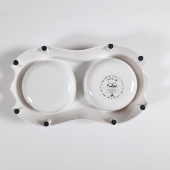 Pusheen Double Cat Food Bowl Feeder Base Pink White Meow Pet NO METAL BOWLS - Picture 2 of 12